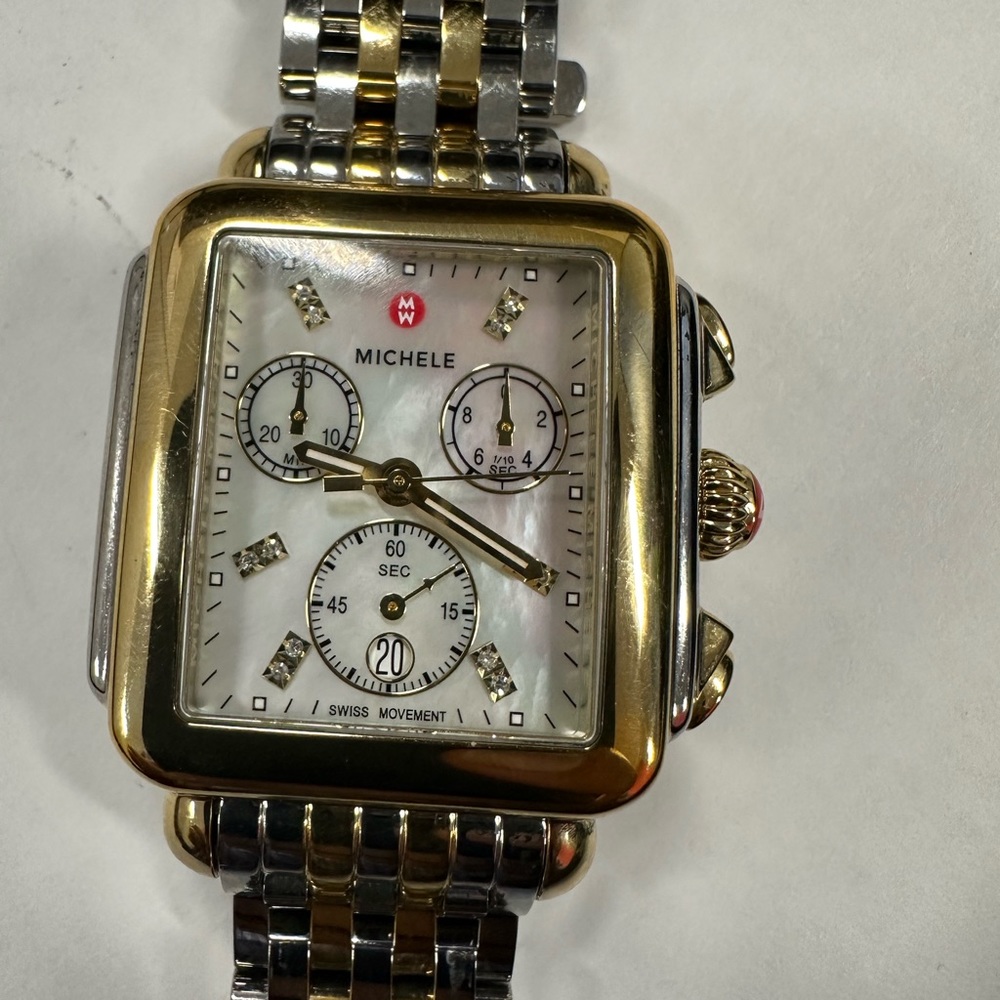 Michele Deco 18 two-tone diamond detail watch - Picture 6 of 8